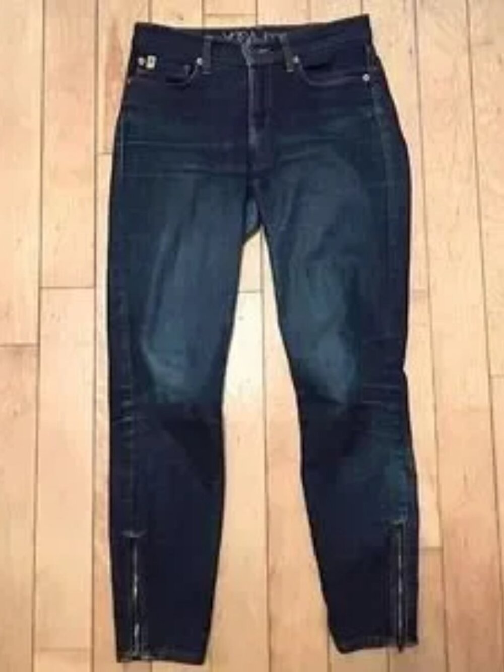 Yoga Jeans Midnight Blue Skinny Jeans Zippers Accents Size 26